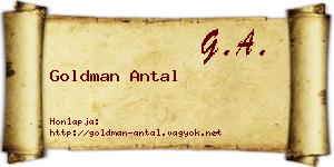 Goldman Antal névjegykártya